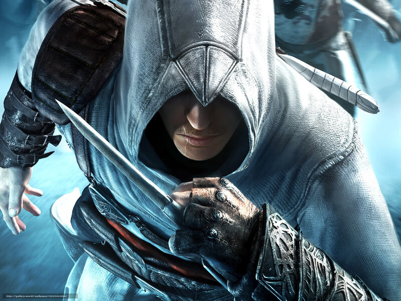 Assassin with Hidden Blade — Blue, Dramatic, Digital Art, Hidden Blade