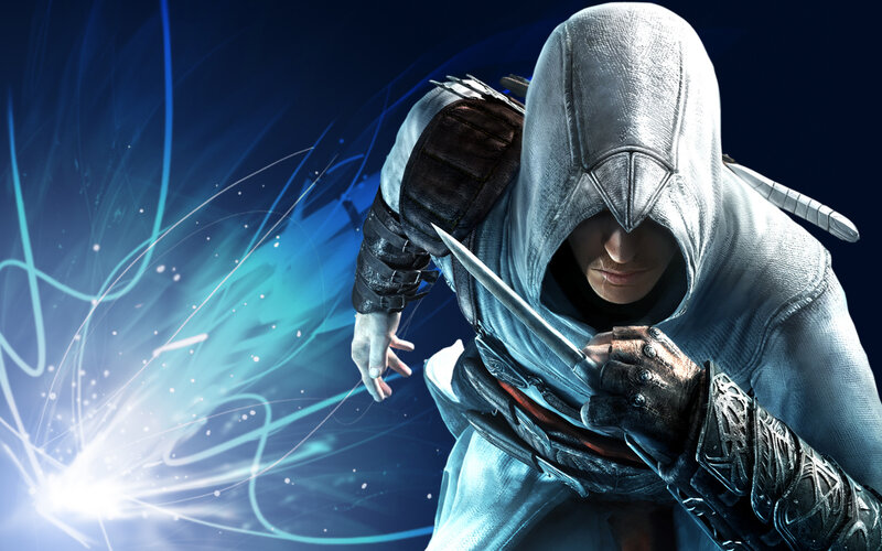 Assassin with Hidden Blade — Blue, Dramatic