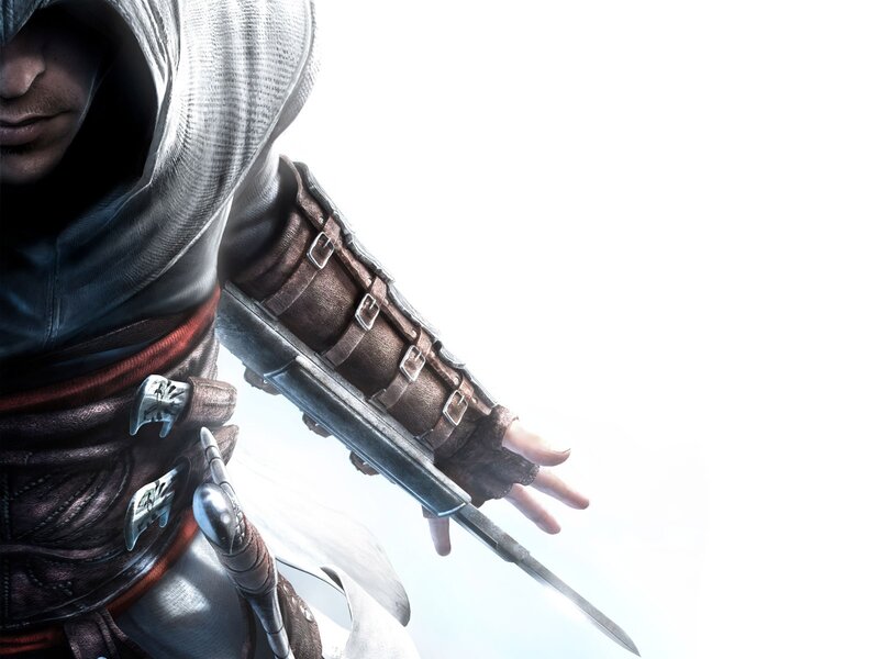 Assassin with Hidden Blade — White, Dramatic, 3d Render, Hidden Blade, Hooded Cloak, Leather Bracer
