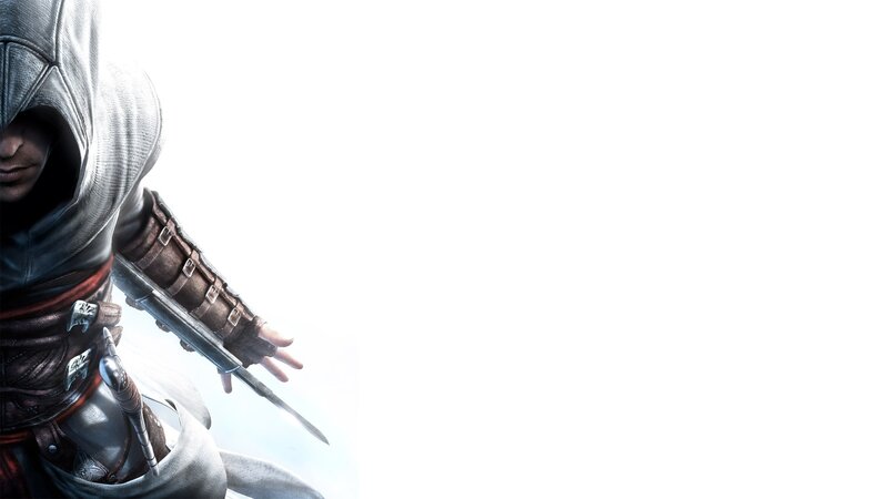 Assassin with Hidden Blade — White, Dramatic, Digital Art, Hidden Blade, Hooded Cloak, Leather Armor, Black, Brown