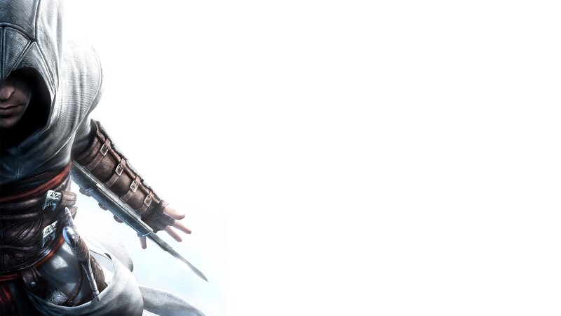 Assassin with Hidden Blade — White, Dramatic, Digital Art, Hidden Blade, Hooded Cloak, Leather Armor, Black