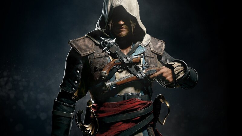 Assassin with Pistols — Black, Dramatic, 3d Render, Hooded Cloak