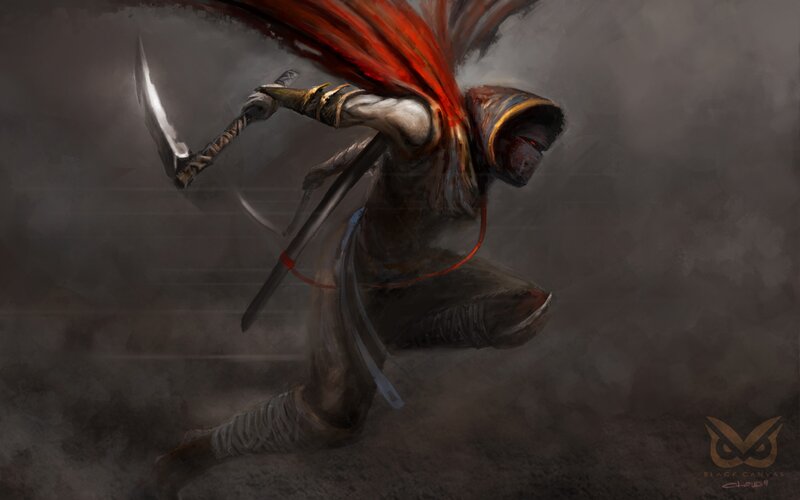 assassin with red cape