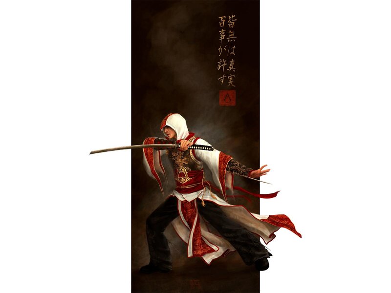 Assassin with Sword — White