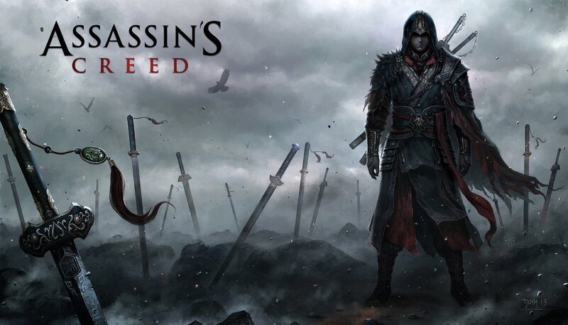 Assassin with Swords — Gray