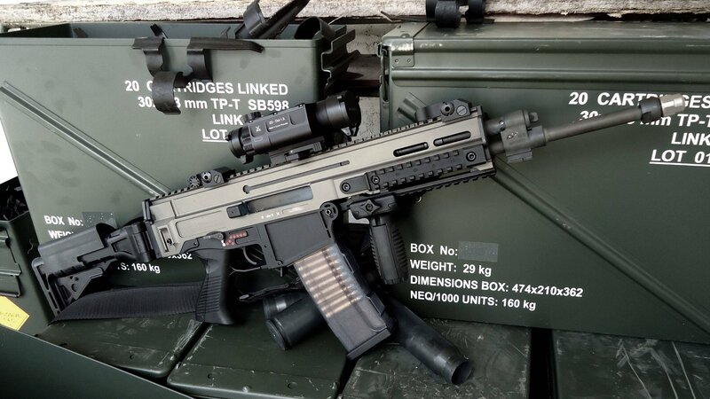Assault Rifle on Ammo Boxes
