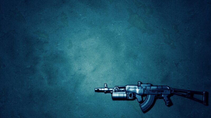 assault rifle on blue background