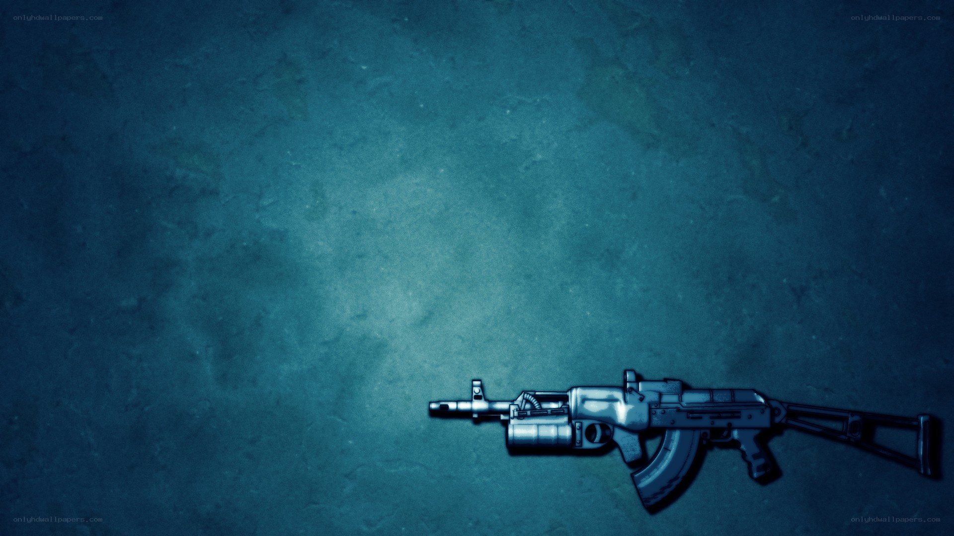assault rifle on blue background