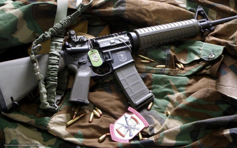Assault Rifle on Camouflage