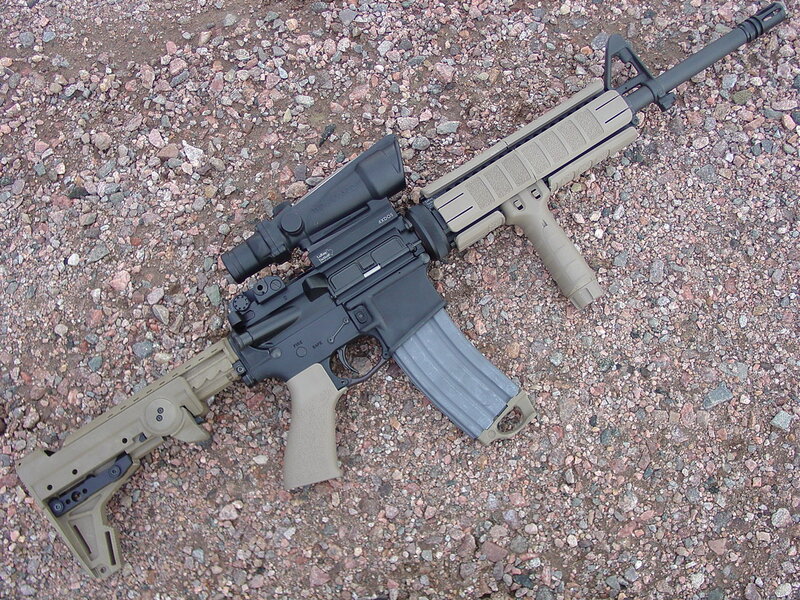 assault rifle on gravel