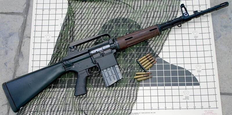 Assault rifle on target paper