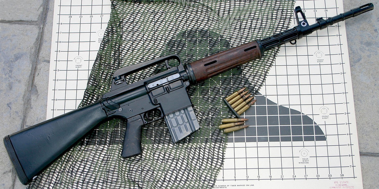 Assault rifle on target paper