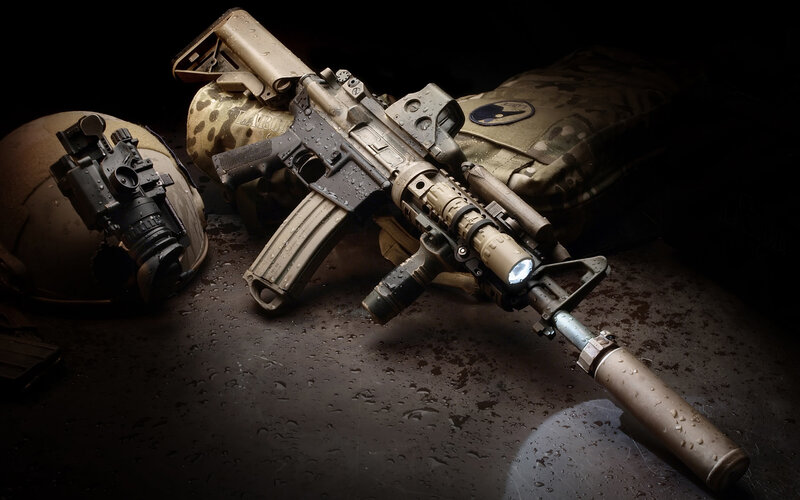 Assault Rifle with Gear — Brown