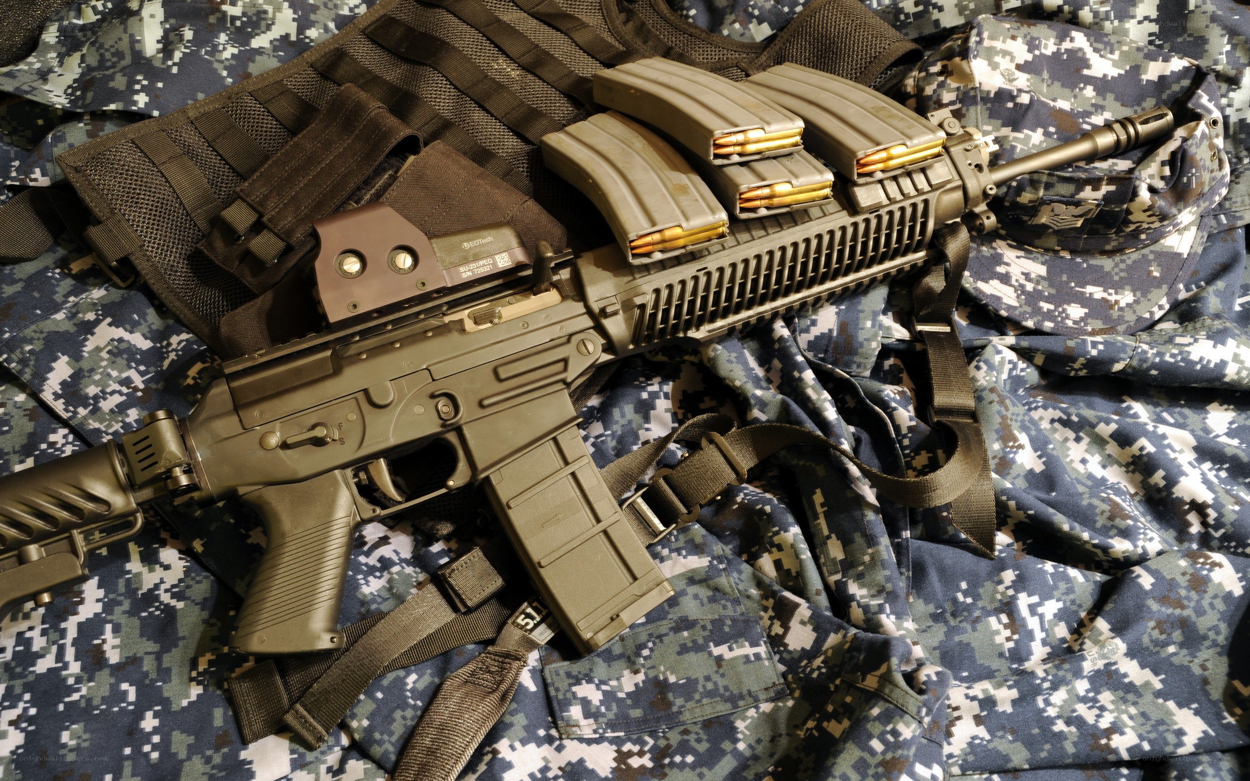 assault rifle with magazines
