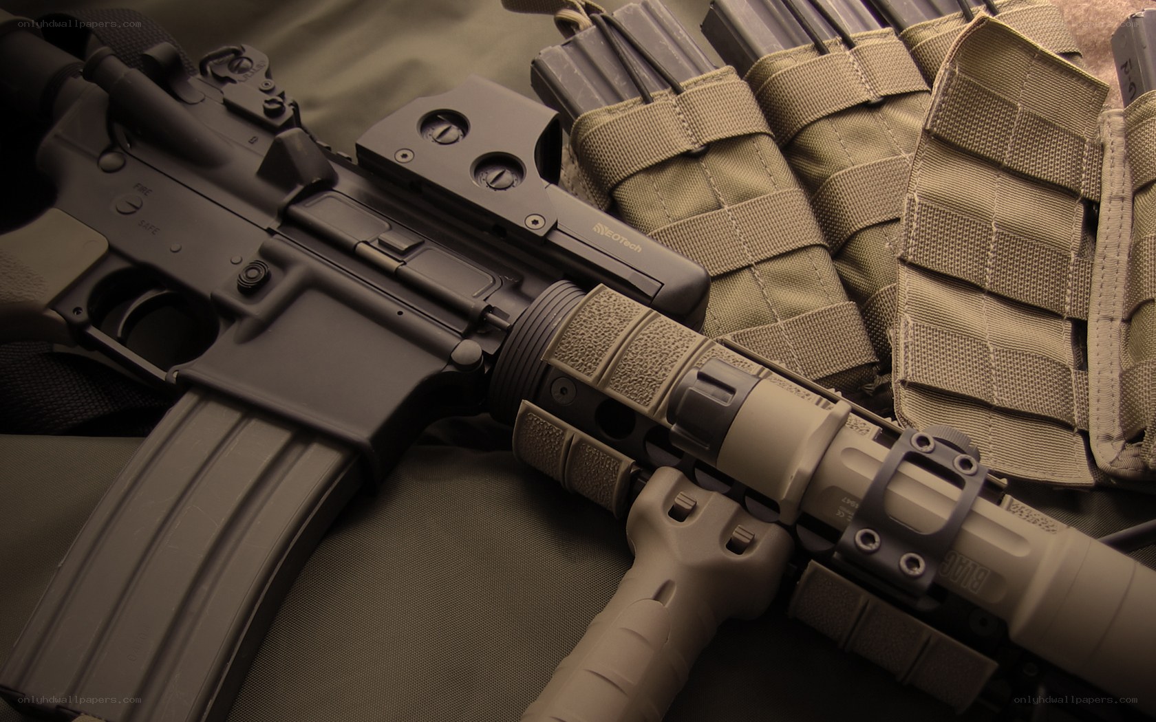 assault rifle with magazines