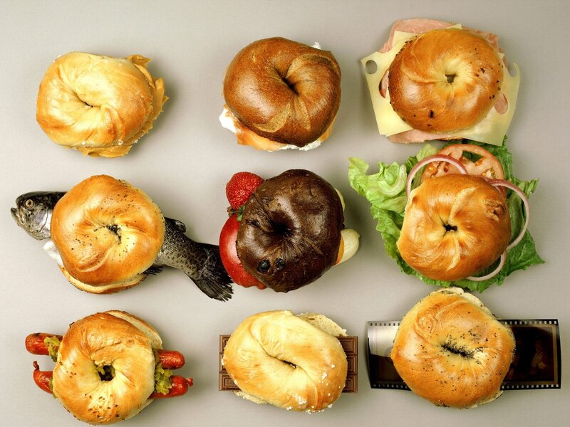 assorted bagel sandwiches