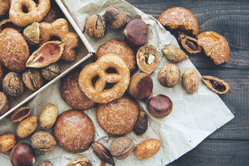 Assorted baked goods and nuts