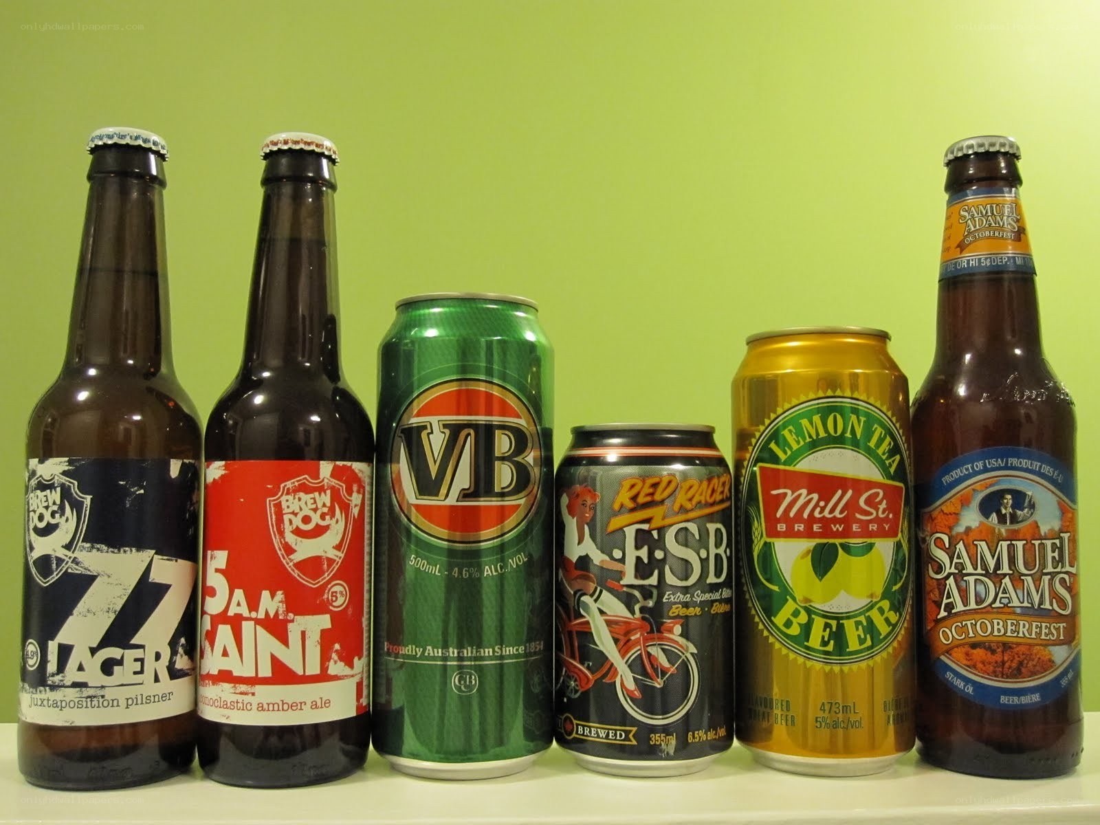 Assorted beer bottles and cans