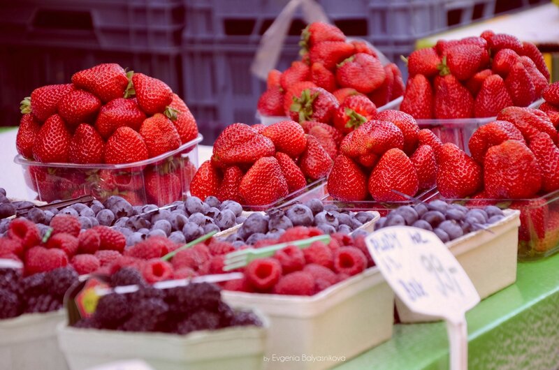 Assorted Berries at Market — Red