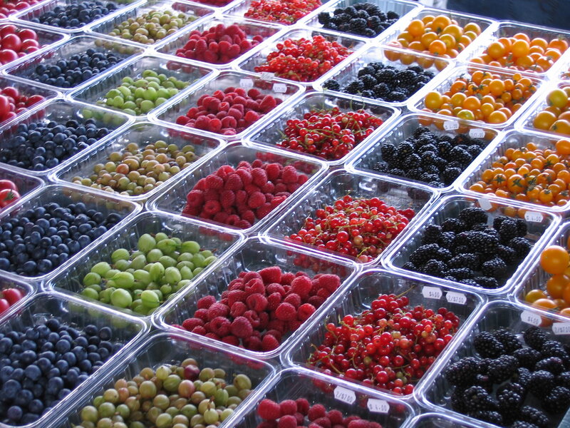 Assorted berries at market