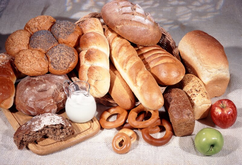 Assorted breads and apples