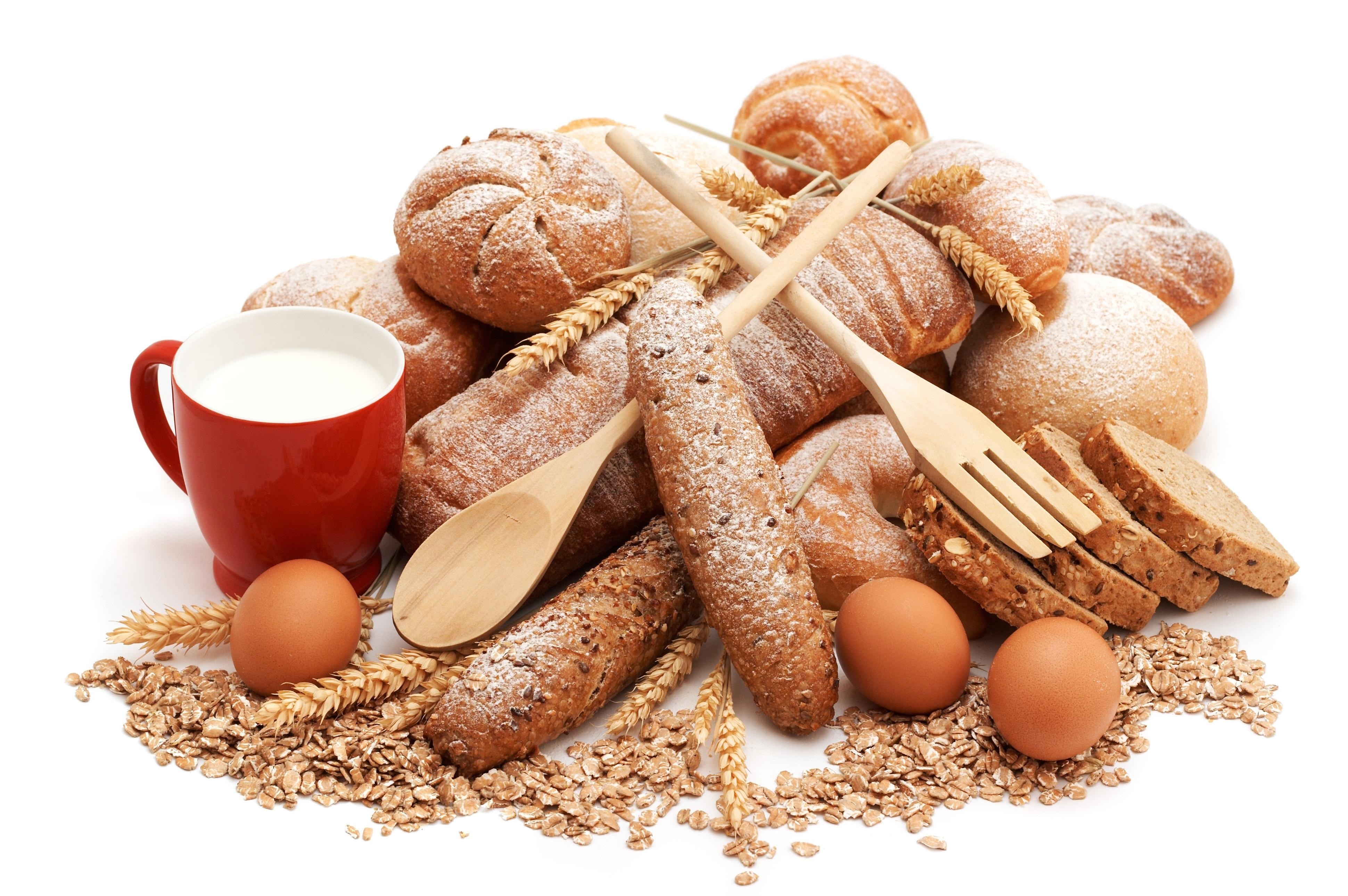 Assorted breads and breakfast items