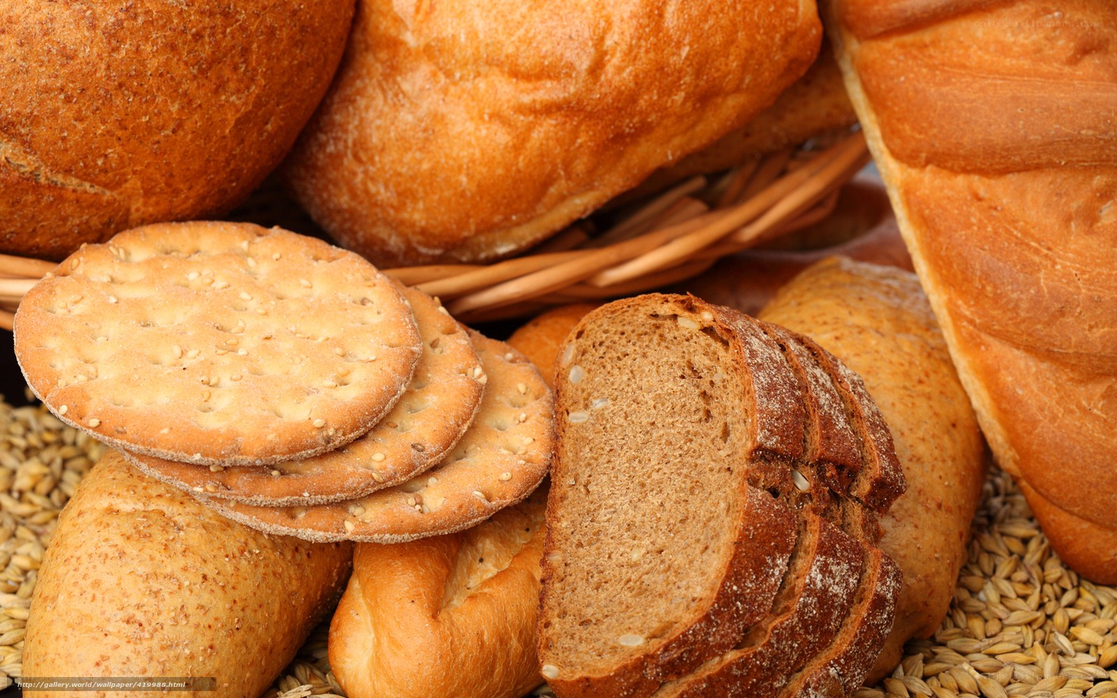 Assorted breads and crackers