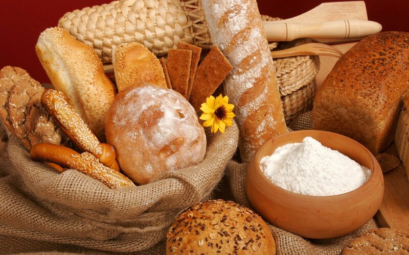 Assorted breads and flour