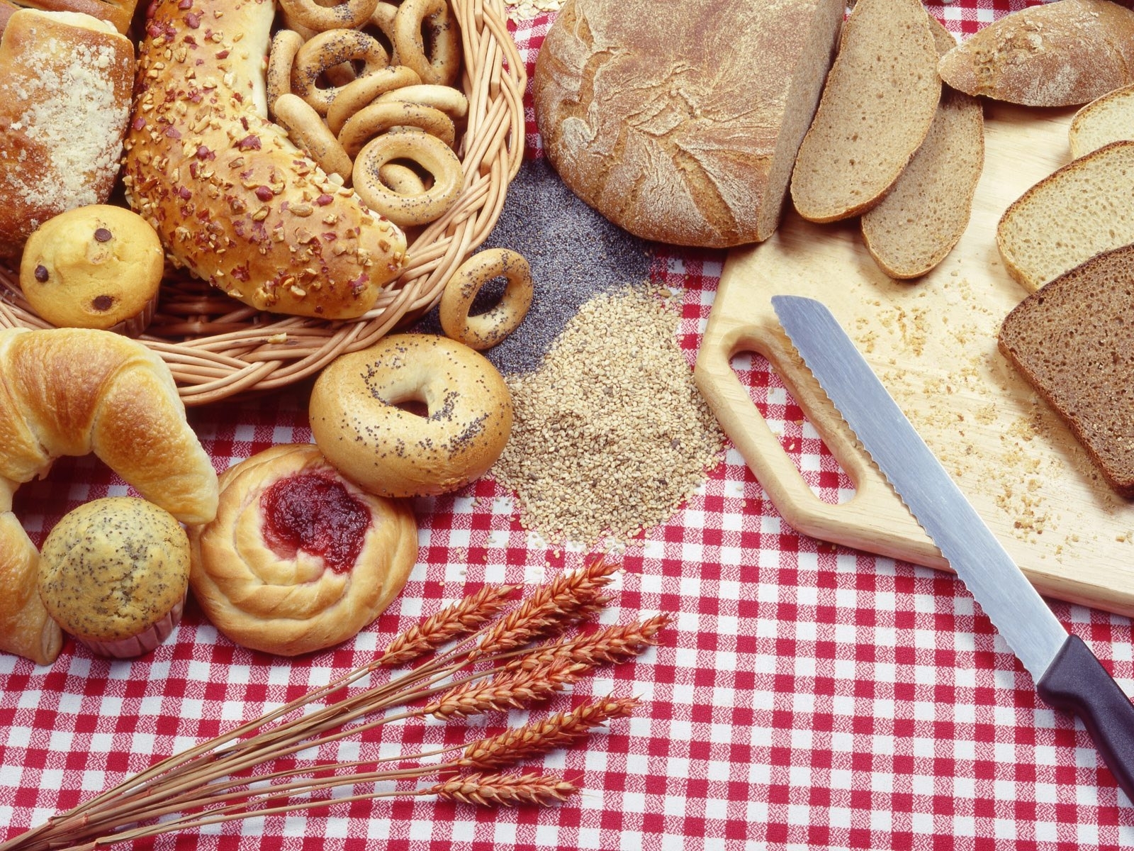 Assorted breads and grains