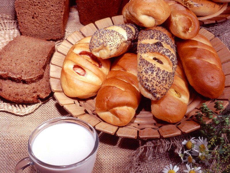 Assorted Breads and Milk — Brown, Homely