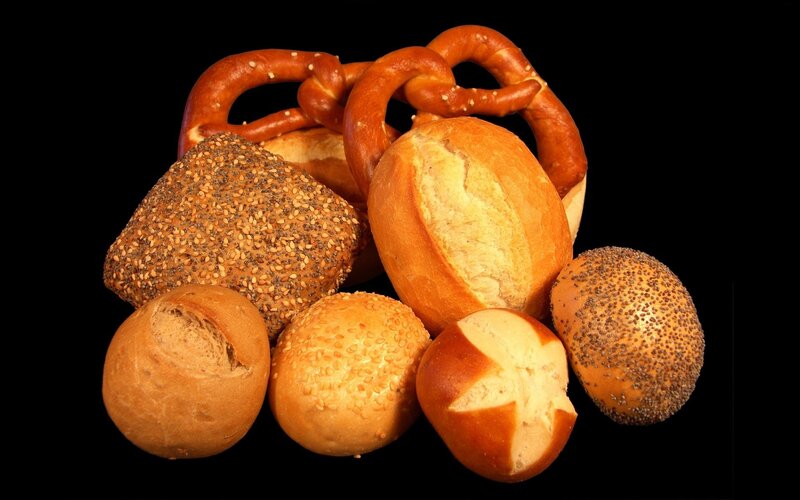 Assorted breads and pretzels