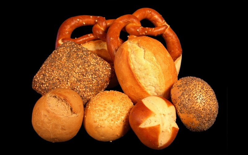 Assorted breads and pretzels