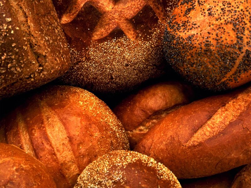 Assorted breads in a pile