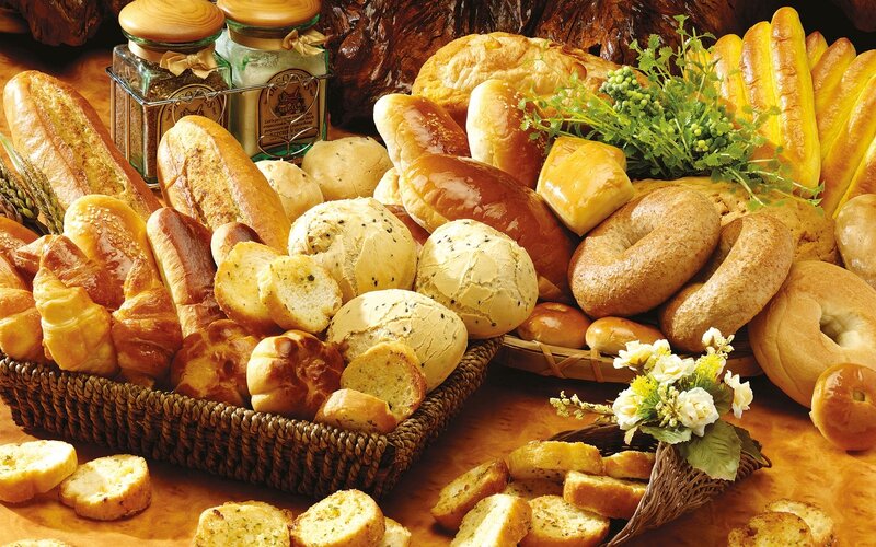 Assorted Breads in Baskets — Brown, Appetizing