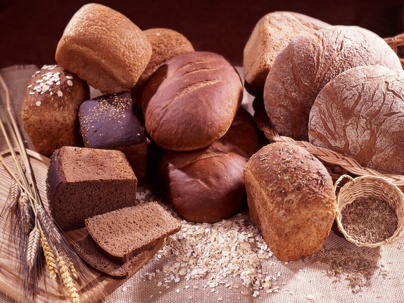 Assorted breads on burlap