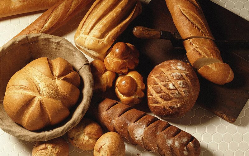 Assorted breads on display
