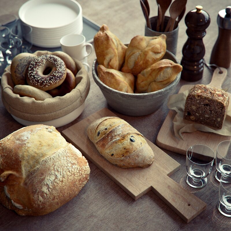 Assorted Breads on Table
