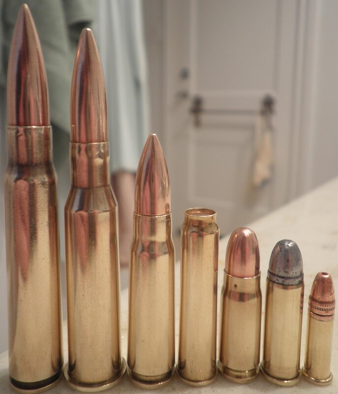 Assorted Bullets in Row