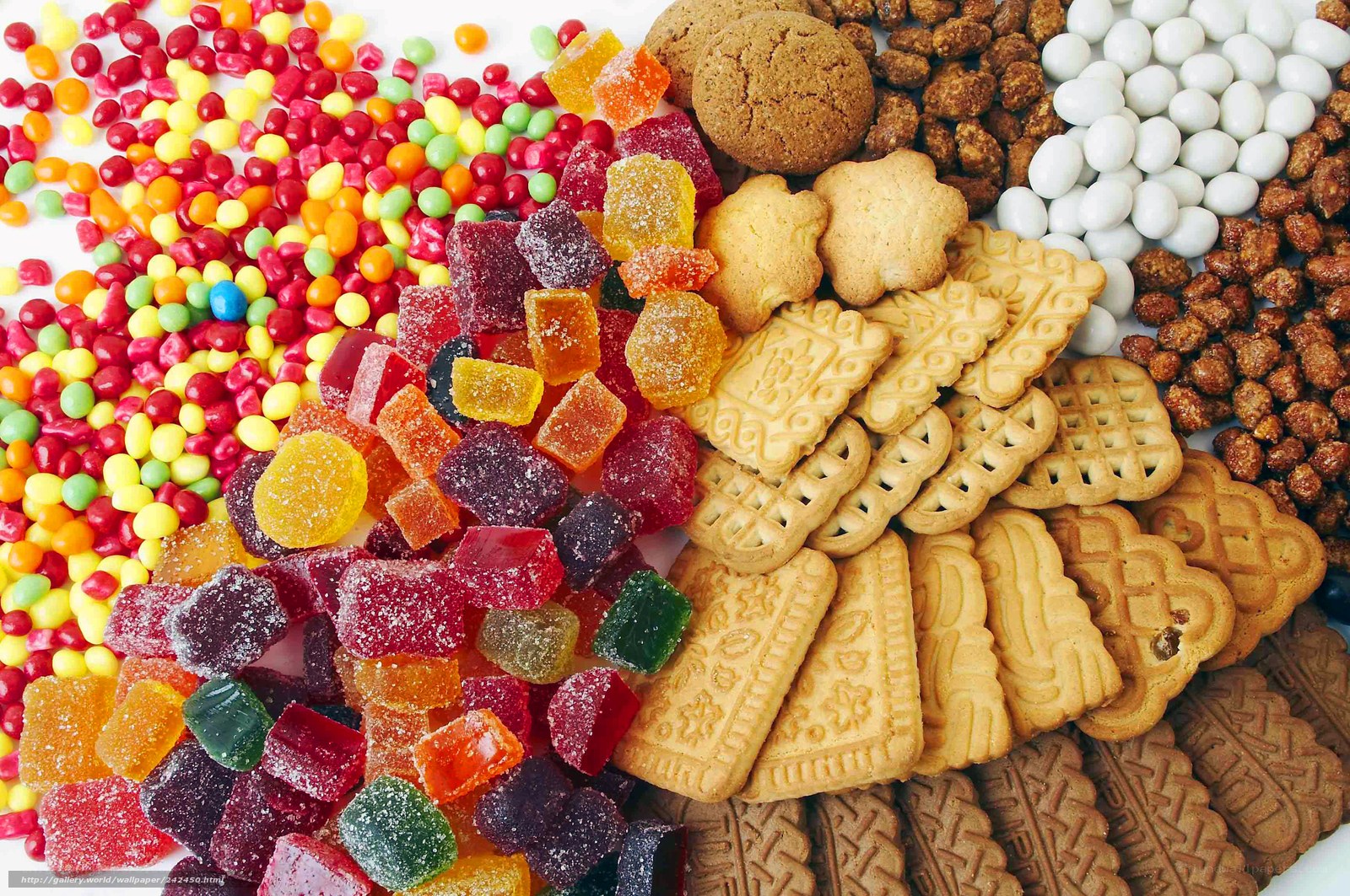 assorted candies and cookies