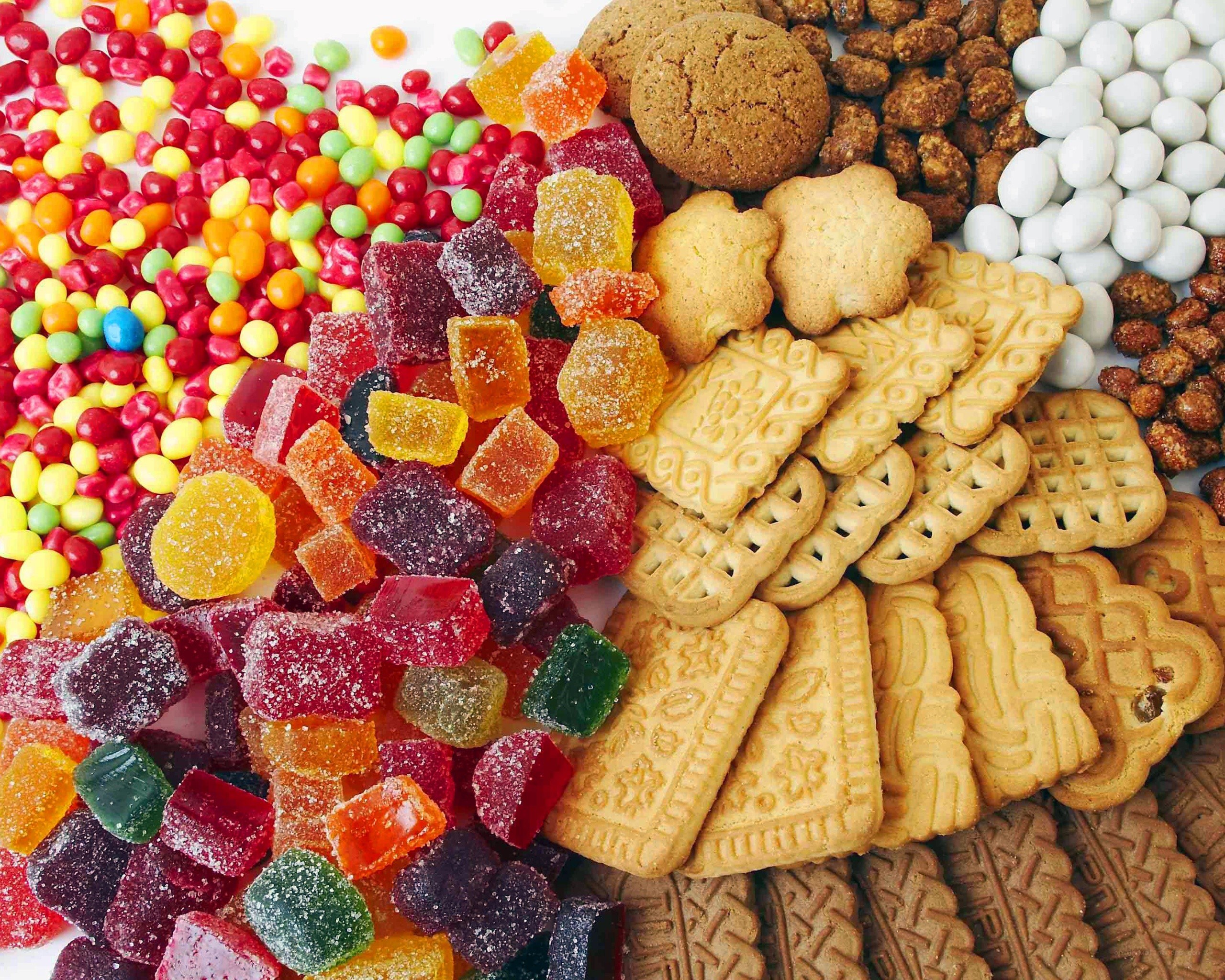 assorted candies and cookies