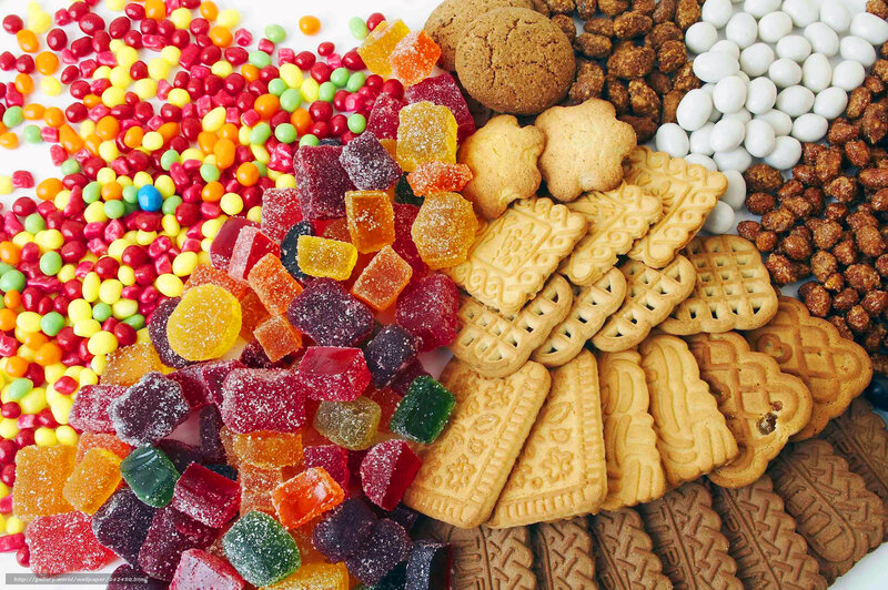 Assorted Candies and Cookies — Red, Colorful, Photograph