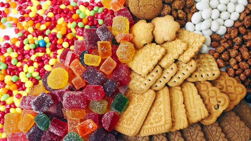 Assorted Candies and Cookies — Red