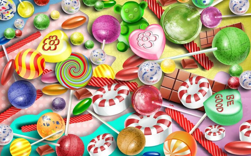 Assorted Candies and Sweets — Red