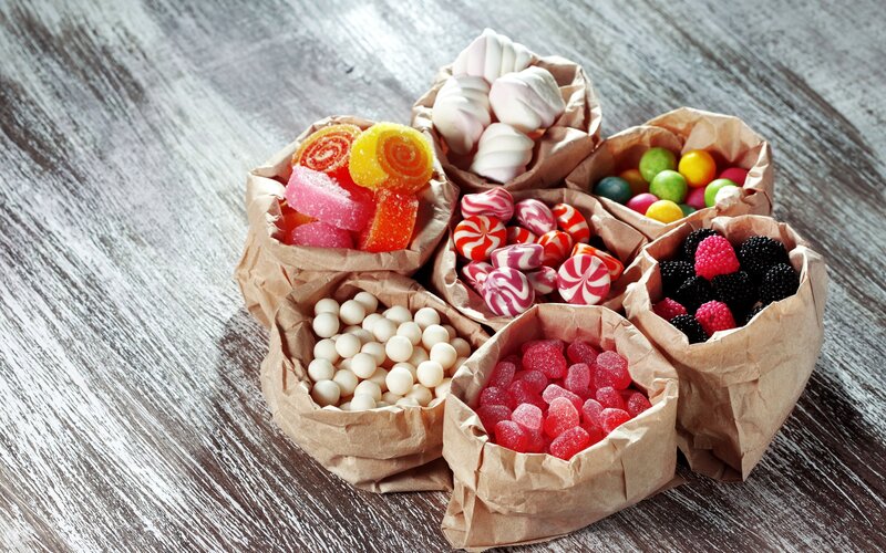 Assorted Candies in Bags — Brown