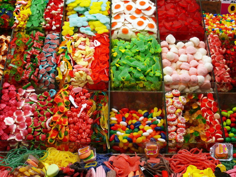 Assorted Candies in Bins