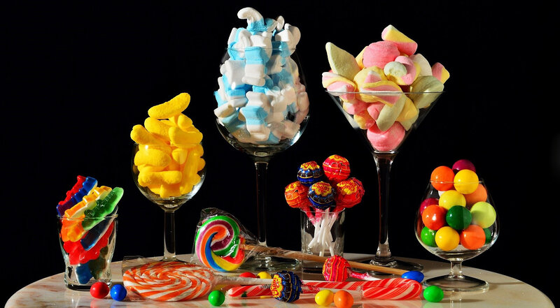 Assorted Candies in Glasses
