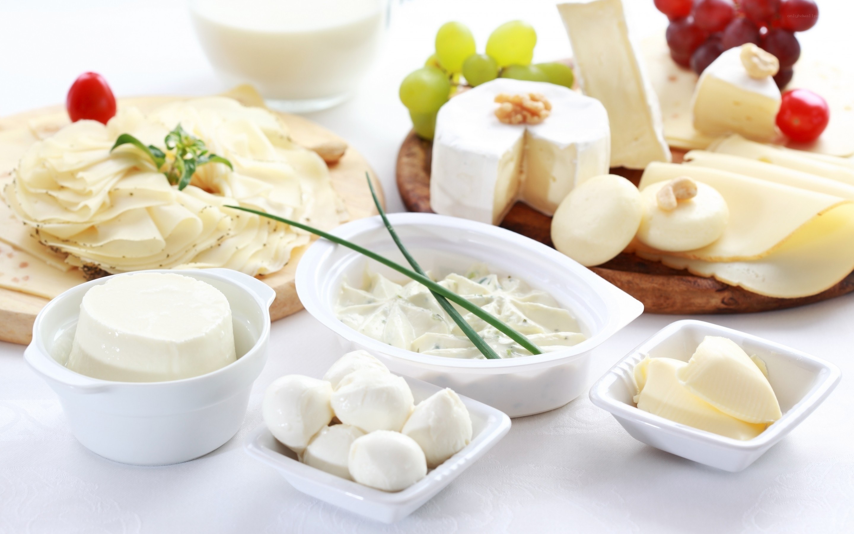 Assorted cheeses and dairy products