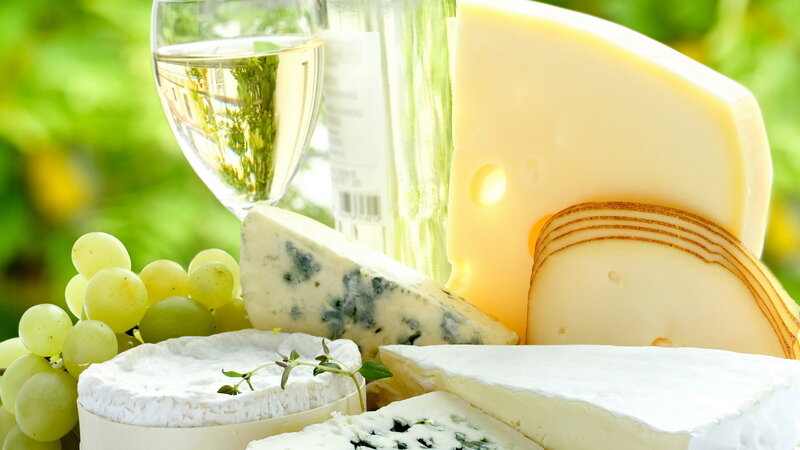 Assorted Cheeses and Wine