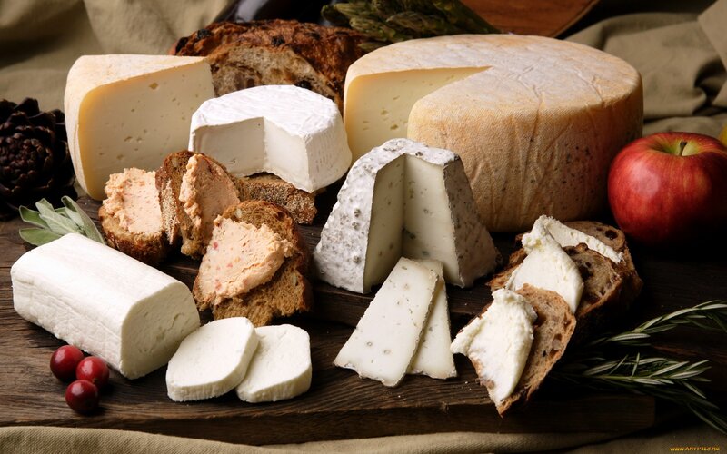 Assorted Cheeses on Board — Brown, Rustic