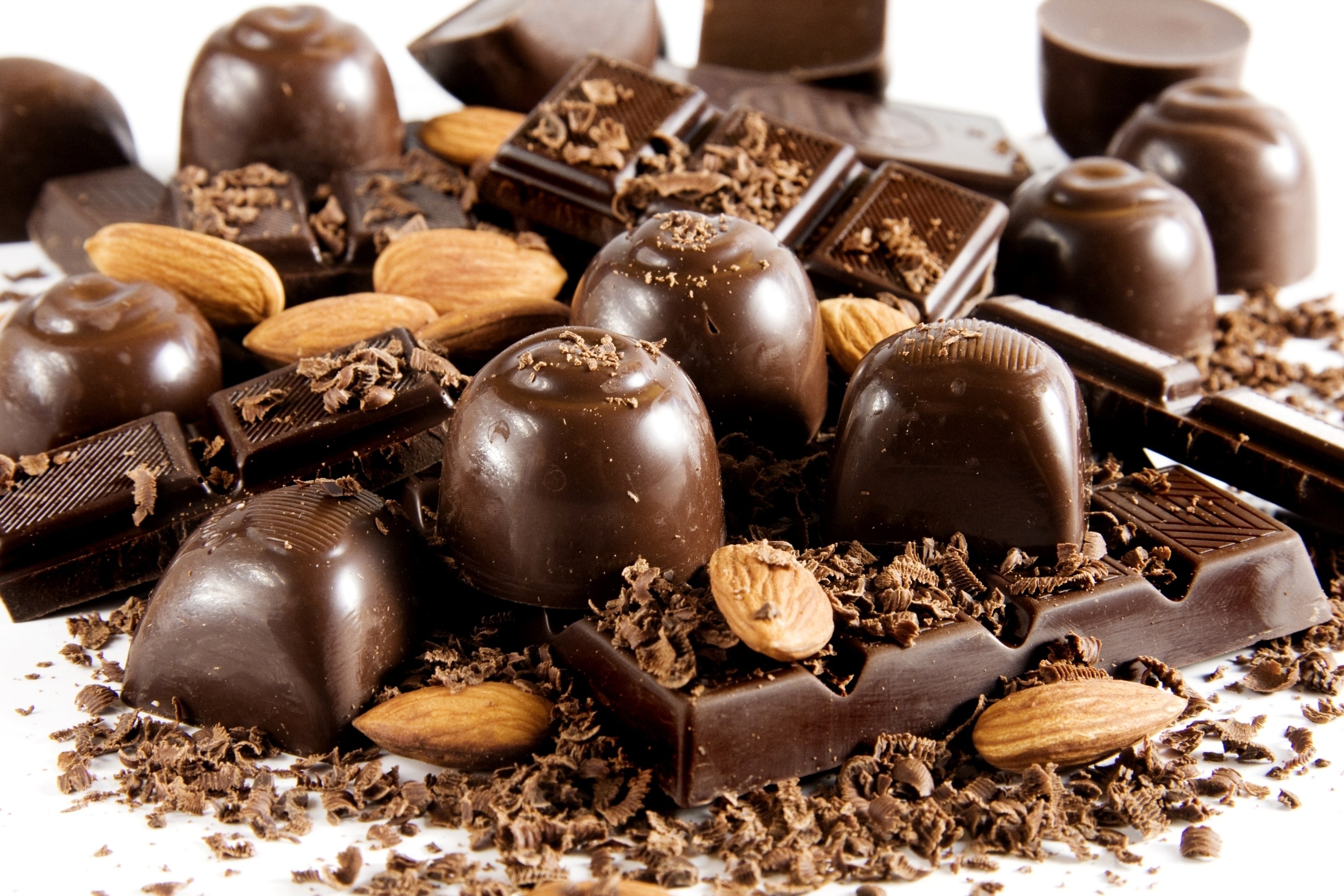 assorted chocolate candies and almonds